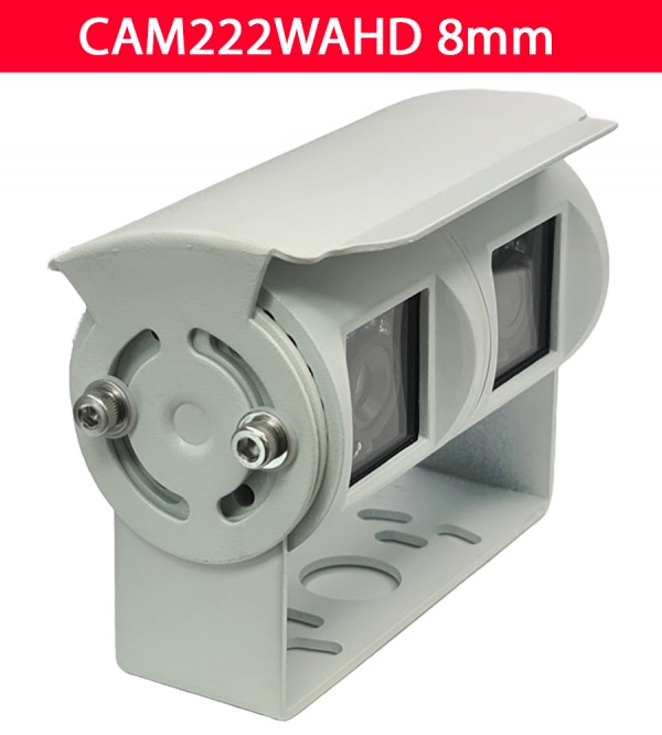 White  1080P AHD twin lens reversing camera with stainless steel bracket and 8mm disconnect points